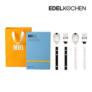 [에델코첸] 모스 커트러리 디저트 2인조 세트 (빈블랙 밀크화이트) (커피스푼  케이크포크) (박스O)