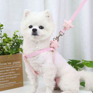 [HS라이프]반려견 리드줄 목줄 하네스 가슴줄 중 소형 애견 줄 별모양 강아지 야외산책