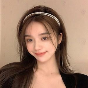 레이어드 진주머리띠 얇은 브라이덜 하객 신부 헤어밴드