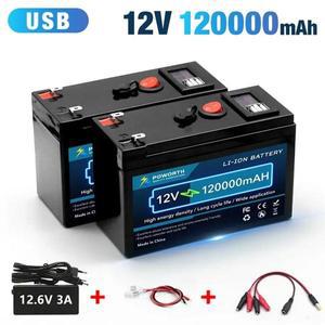 업그레이드 18650 리튬 배터리 내장 스마트 BMS USB 120000mAh 캠핑카 카라반 태양광 해양 캠핑 오프 그리