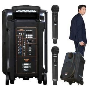 휴대용 충전식 블루투스 앰프 스피커 JLAB 제이랩 MK-2300Q 무선마이크 2개 포함 핸드마이크 헤드셋마이크 2개 선택 버스킹용 행사용 캐리어형 이동식 300와트 버스킹앰프