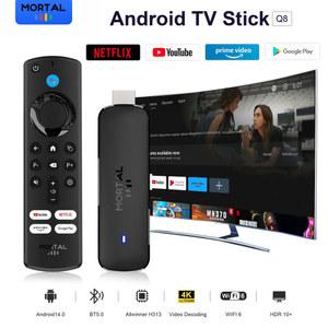 크롬캐스트 Wifi6 Android14 스마트 TV 스틱 Mortal Q8 AllwinnerH313 쿼드 코어 1000M LAN Bluetooth 4K 비디오 스트리밍