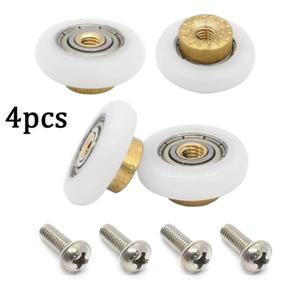 8Pcs 세트 샤워 룸 도르래 20mm/23mm/25mm/27cm 황동 단일 도어 롤러 욕실 슬라이딩 유리 바퀴 나일론 구리