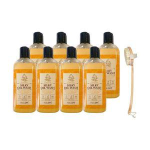 [필스파] 실키오일 바디워시 200ml 8개+자연모브러쉬 1개 세트 FEEL SPA+