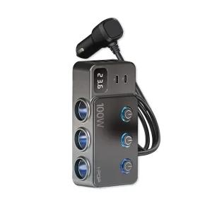 아이팝 100W 스위치 USB 3구소켓 멀티 차량용충전기