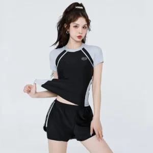 은창]스포츠 캐쥬얼 팬츠형 2피스 래쉬가드 수영복 비키니 모노키니 래쉬가드 일체형 치마 세트 몸매보정