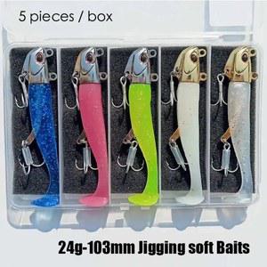 인공 부드러운 발광 미끼, 고등어 바다 총알 워블러, 배스 5 개 지깅 루어 24g/105mm, 스윔베이트 도미 낚시