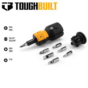 드라이버 TOUGHBUILT TB-H5-MR-30 래칫 드라이버 9 피스 이중 재료 핸들 멀티 비트 모듬 드라이브 스크루드