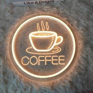 커피 네온사인 카페 조명 30X30CM 실내 무드등 원형 LED LED