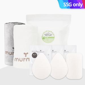 [머머][SSG단독] 머머 아기 목욕 곤약스펀지 타올 GIFT세트 (물방울2+사각1+밤부바스타올)