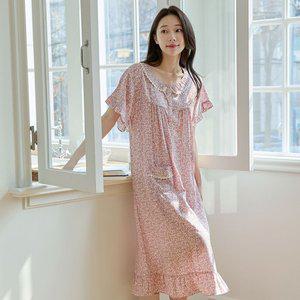 [기타]찌니야 여성잠옷 이레플라워 60수 레이온 반팔원피스잠옷