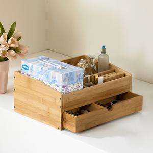 FR-C1404 원목 소품정리함 티슈+서랍형 다용도 화장품 수납함 미니정리함 서랍함