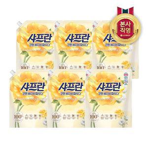 샤프란 섬유유연제 코튼 베이비파우더 리필 2.1L x 6개