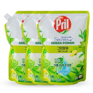 프릴 그린파워 레몬 그라스 리필 1000ml x3개/ Pril 주방 세제