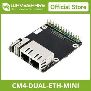 Waveshare 미니 듀얼 기가비트 이더넷 베이스 보드, USB 2.0 라즈베리 파이 CM4 캐리어 보드, 라즈베리 파