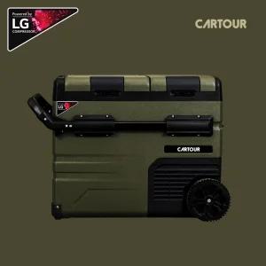 CARTOUR 카투어 차량용 캠핑냉장고 LG COK 45L/50L LG콤프 냉장 냉동 가능 블루투스 어플 조절 LED 조명 캐리어식 손잡이
