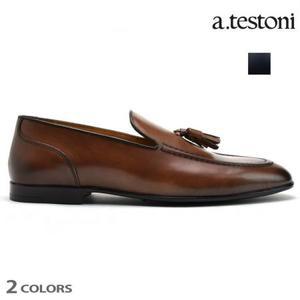 10086614 어 테스토니 태슬 로퍼 맨즈 드레스 슈즈 인디고 카멜 a.testoni BURNISHED
