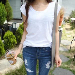 [데일리앤] 제니아 여름 슬라브 나시 무지 민소매 티셔츠