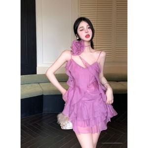 플라워초커 러플 쉬폰시스루 셔링 꽃무늬 셋업 민소매