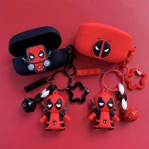 소니 WF-1000XM4/WF-1000XM5 용 Marvel Deadpool 이어폰 케이스 커버 키 체인이포함 실리콘 무선 버드 보호