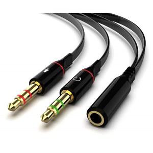 메일린 헤드폰 스플리터 어댑터, 컴퓨터용 3.5mm 마이크 케이블, 헤드셋 여성부터 2개 듀얼 남성 오디오 스테레오 잭 이어폰 포트 - 게이밍 스피커 PC