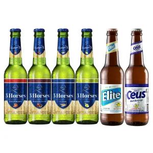 성인용음료 비알콜 맥주맛 6종 혼합 24개(병) 330ml 3홀스 4종 16개 엘리트 4개 320ml 세우스 4개