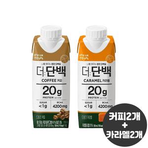 빙그레 더단백 드링크 250ml 커피맛2+카라멜맛2(4개입)/단백질 드링크/단백질보충/무