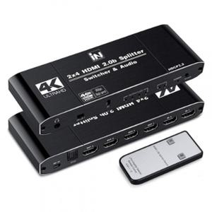 2입력 4모니터 동시출력 분배기 2:4 HDMI2.0 UHD 셀렉터