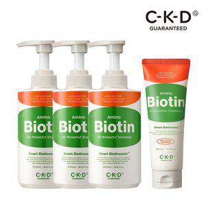 [CKD] 아미노비오틴 올파워풀 샴푸 1,500ml (500ml x 3) + 트리트먼트 150ml 증정
