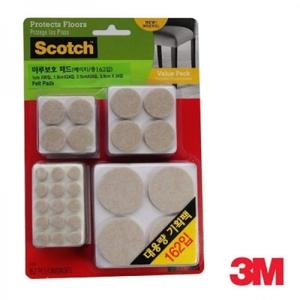 3M 마루보호 패드 원형 혼합형 대용량 기획팩 162매입