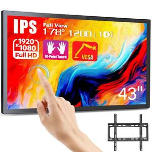 볼루나 43인치 정전식 멀티터치 스크린 산업용 모니터, 내장 스피커, USB, VGA, DVI 및 HD-MI 포트, 16:9 디스플레이 1920 x 1080P, 디지털 사이니지 광고용 플레이어