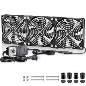 GDSTIME 빅 에어플로 3 x 120mm 팬 DC 12V 구동 팬(AC 110V - 240V 속도 제어), 캐비닛 섀시 냉각 팬, 서버 워크스테이션