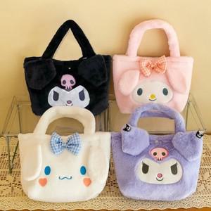 토트백 Kawaii Sanrio 플러시 가방 마이 멜로디 Kuromi 만화 동물 핸드백 귀여운 Cinnamoroll 보관 토트 백