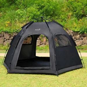 칼루스 오토 육각텐트 6P 올블랙 원터치 텐트 그늘막-WF6CCC5