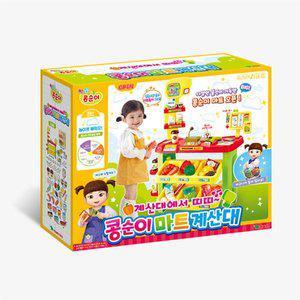 [기타]콩순이 마트 계산대 마트놀이 진열 소품 바구니 바코드 소꿉놀이 캐릭터 선물