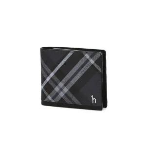 [헤지스](대구신세계)[DUBLIN] 블랙 체크 가죽 2단 반지갑 HJWA5F866BK