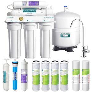 APEC Water Systems ROES-PH75 에센스 시리즈 탑 티어 알칼리성 미네랄 pH+ 75 GPD 6단계 인증 울트라 세이프 역삼투 식수 필터 시스템, 대용량 세트 1-3단계