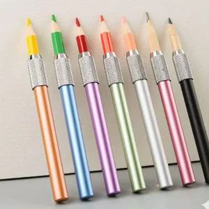 고급 몽땅 몽당 연필 홀더 깍지 펜슬 그립 4color 미술연필까지 몽당연필까지 펜슬그립 연필익스텐더