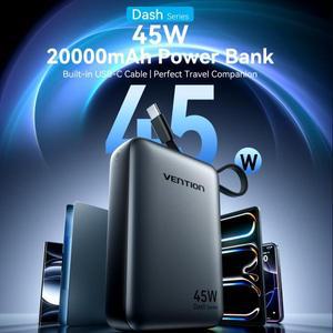 벤션 45W 파워 뱅크 고속 충전 20000mAh 휴대용 보조 배터리 (아이폰 16 15 Pro Max 샤오미 PD 20W 외장