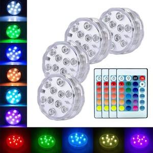 배터리 작동 10leds RGB Led 잠수정 조명 수중 밤 램프 정원 수영장 웨딩 파티 꽃병 그릇