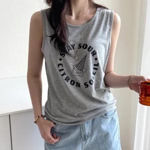 [데일리앤] 라이든 여성 여름 프린팅 나시 티셔츠 차르르 시원한 이너 슬리브리스 민소매 나시티