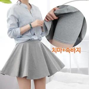 (속바지 내장) 여성 플레어 4부 면스판 치마바지 스커트 레깅스