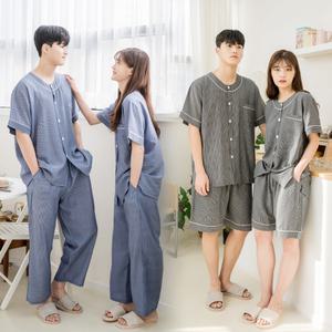 우일 인견 데일리 커플 체크 라운드 상하 파자마 세트 잠옷 여름 2125CR 2325CR