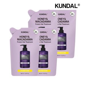 [기타]쿤달 허니 앤 마카다미아 헤어 트리트먼트 리필팩 일랑일랑 400ml x4개