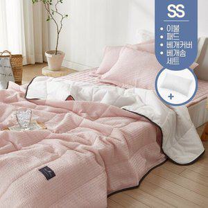 먼지없는 시원한 여름 60수 아사면 순면 차렵 이불 기숙사 침구 슈퍼싱글 SS 침대 패드 세트 + 베개솜