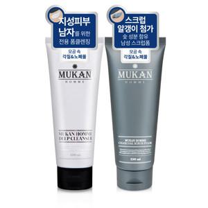 무칸 남자폼클렌징 2종SET (딥클렌져+스크럽폼) 뽀득뽀득 남성전용 클렌징폼 세안제 불만족시 100% 환불보