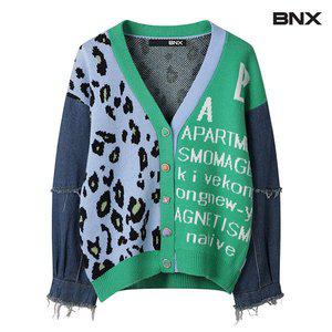 [BNX]브이넥 콜라쥬 데님 배색 박스 가디건 (BW3CD008L0)