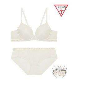 [게스언더웨어](강남점)(선물포장) [노와이어] 게스 아웃밴드 크림 브라팬티세트(GCWBR863/GCWBP863CRM)