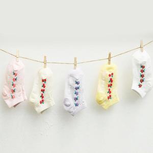 이쁜꽃 체리패턴 예쁜 색감 포인트 여아 망사양말 5족