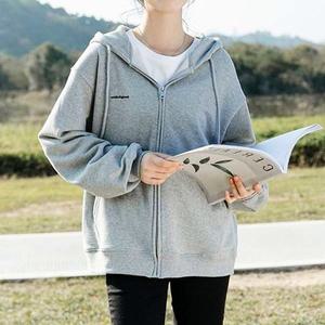 여성 그레이 후드집업 베이직 데일리